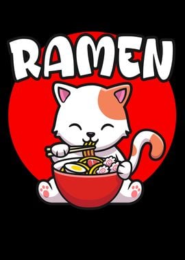 Cute Cat eating Ramen