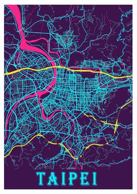 Taipei Neon City Map