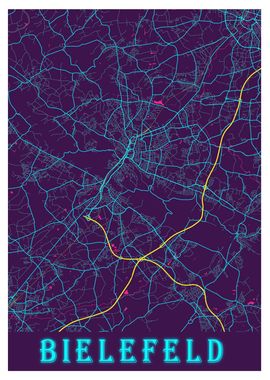 Bielefeld Neon City Map