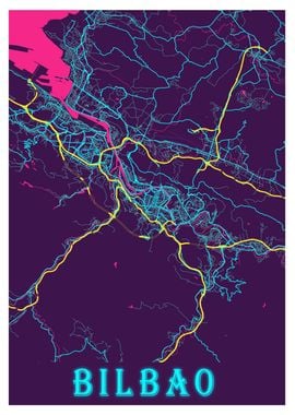 Bilbao Neon City Map