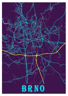 Brno Neon City Map