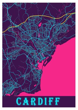 Cardiff Neon City Map