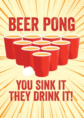 Beer Pong Vintage Poster