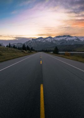 Empty highway to Mountains