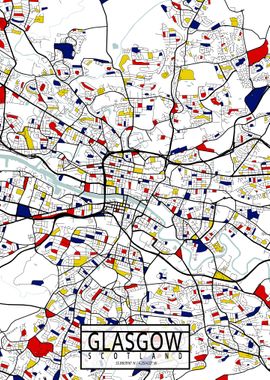 Glasgow City Map Mondrian