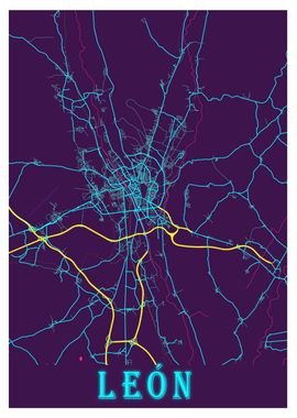 Leon Neon City Map