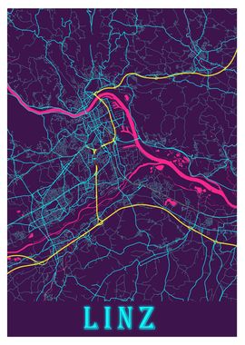 Linz Neon City Map