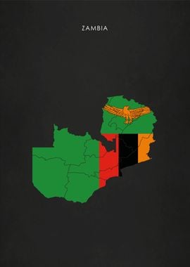 Zambia Flag Map