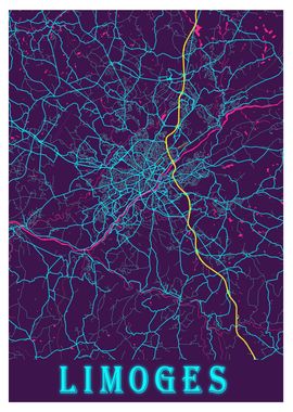 Limoges Neon City Map