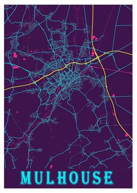 Mulhouse Neon City Map