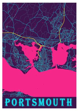 Portsmouth Neon City Map