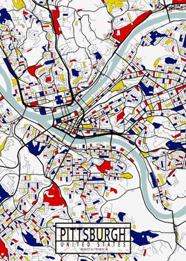 Pittsburgh Map Mondrian