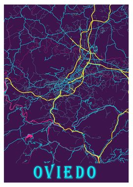 Oviedo Neon City Map