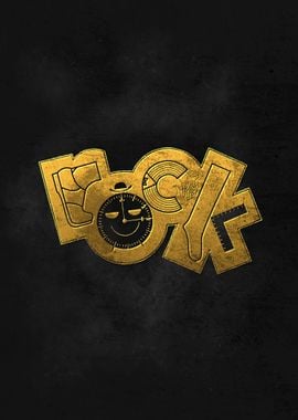 Rock band gold logo symbol