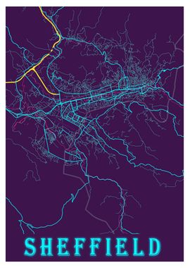 Sheffield Neon City Map