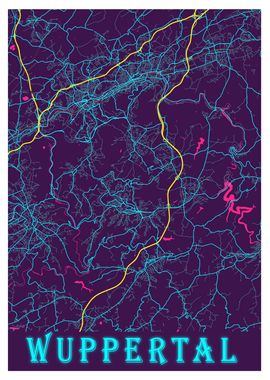 Wuppertal Neon City Map