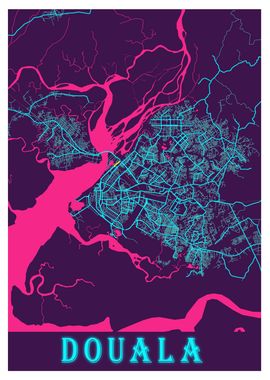 Douala Neon City Map