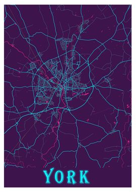 York Neon City Map