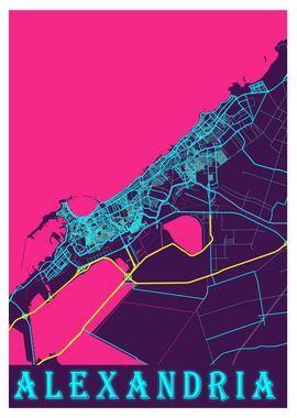 Alexandria Neon City Map