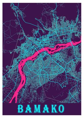 Bamako Neon City Map