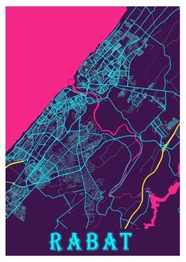 Rabat Neon City Map