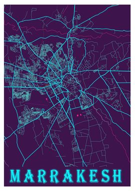 Marrakesh Neon City Map