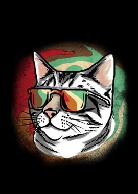 Retro cat with sunglasses