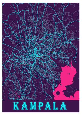 Kampala Neon City Map