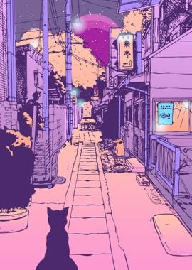 Japan Cat Street City Pop