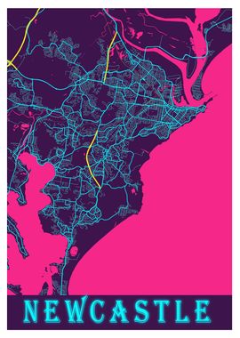 Newcastle Neon City Map