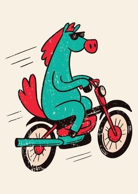 Cool Cartoon Horse Bicycle