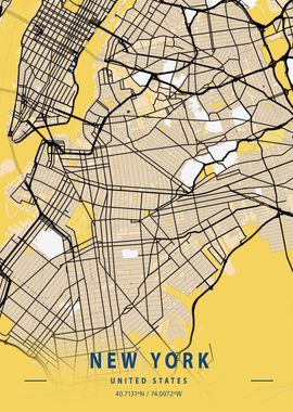 New York Yellow City Map