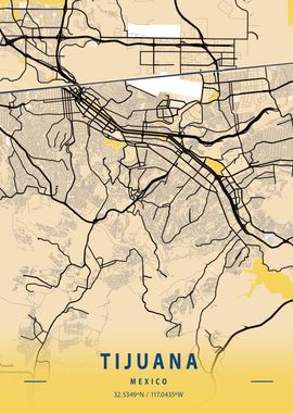 Tijuana Yellow City Map