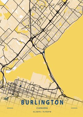 Burlington Yellow City Map