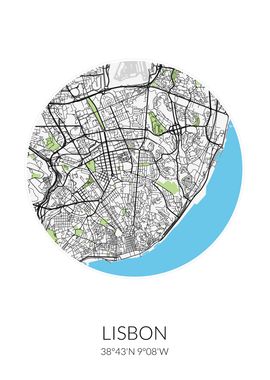 Lisbon Circle City Map