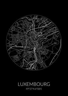 Luxembourg City Map Black