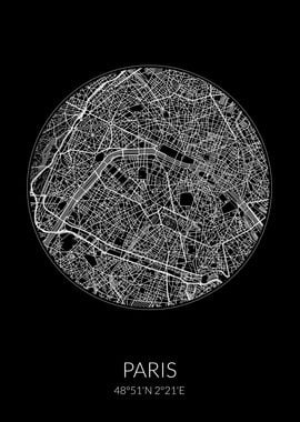 Paris City Map Black