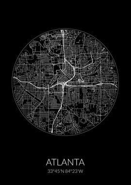 Atlanta City Map Black