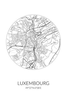 Luxembourg City Map White