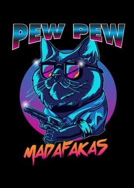 Cat Pew in retro style