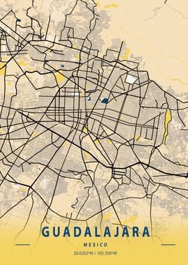 Guadalajara Yellow Map