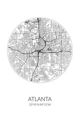 Atlanta City Map White