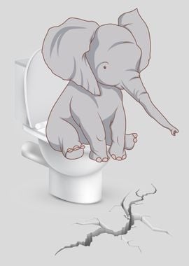 Funny Elephant at Toilet