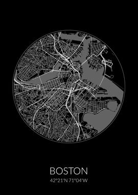 Boston City Map Black