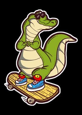 Funny Crocodil on Skate