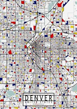 Denver City Map Mondrian