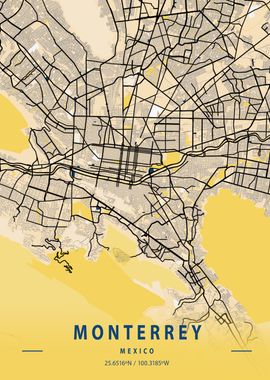 Monterrey Yellow City Map