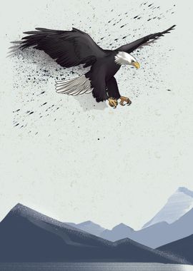 Eagle Bird over Mountains