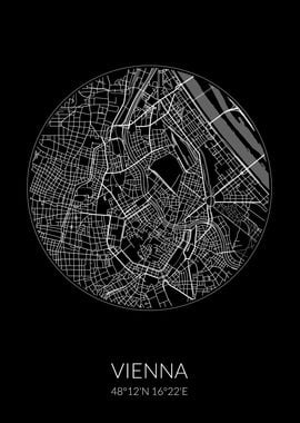 Vienna City Map Black