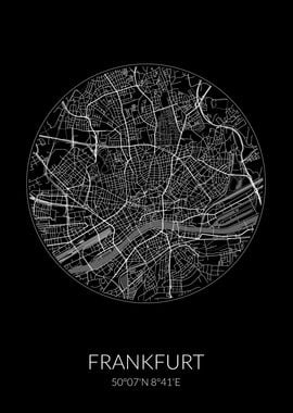 Frankfurt City Map Black